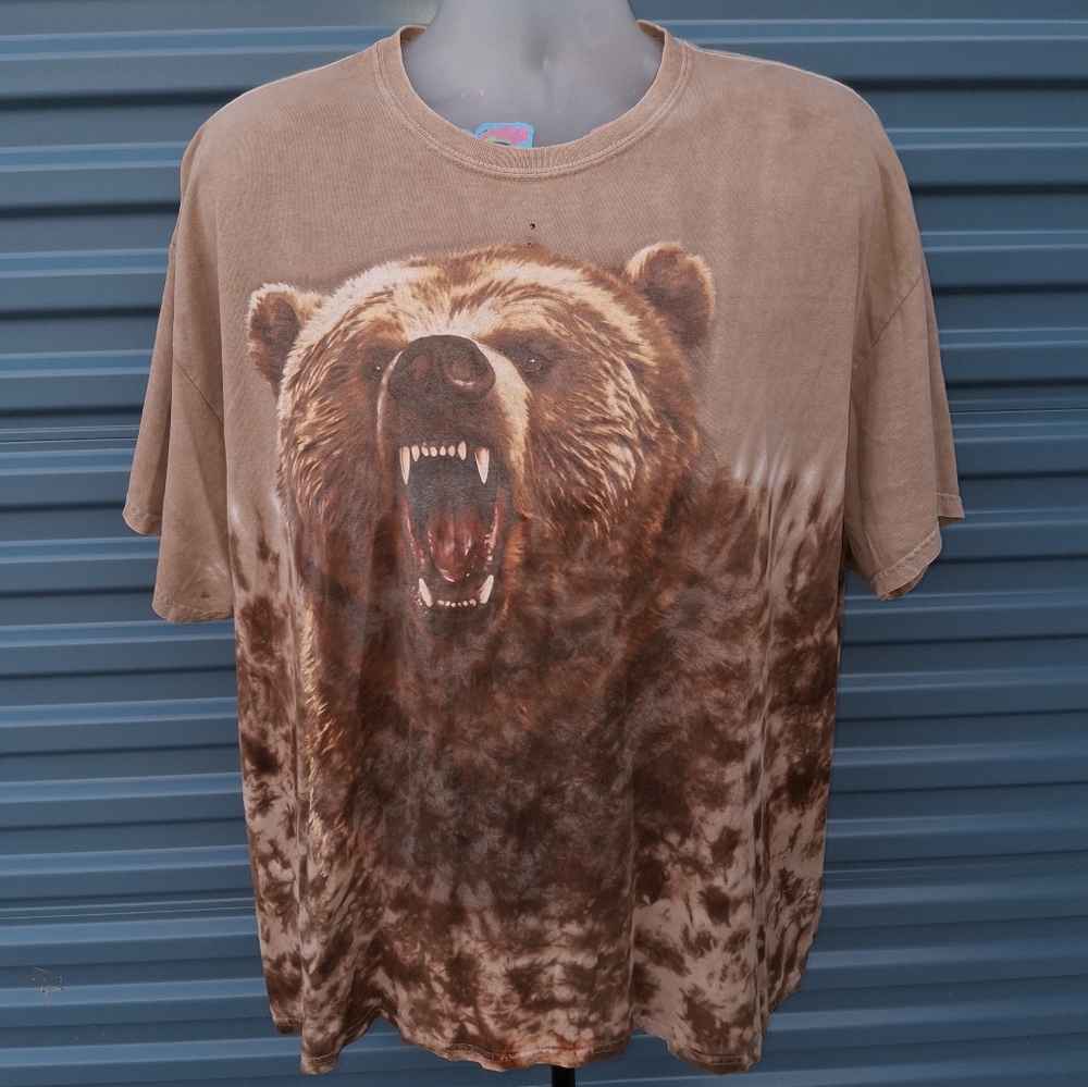 Vintage Grizzley Bear Tie Dye T Shirt Size 2XL
